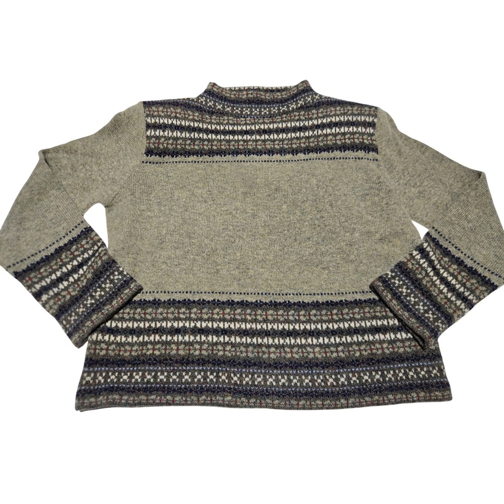 Vintage Jones‎ New York Sport Fair Isle Wool Blend Sweater Petite Mock Neck